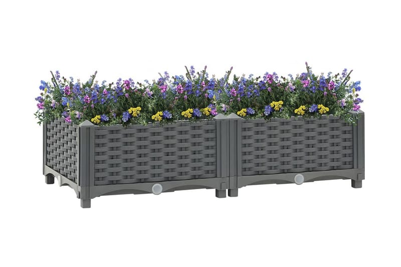 Høybed 80x40x23 cm polypropylen - Grå - Hagemøbler - Øvrig utendørs - Tilbehør utendørs - Hagekrukker
