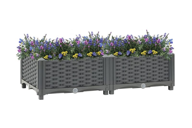 Høybed 80x40x23 cm polypropylen - Grå - Blomsterkasser - Hagekrukker