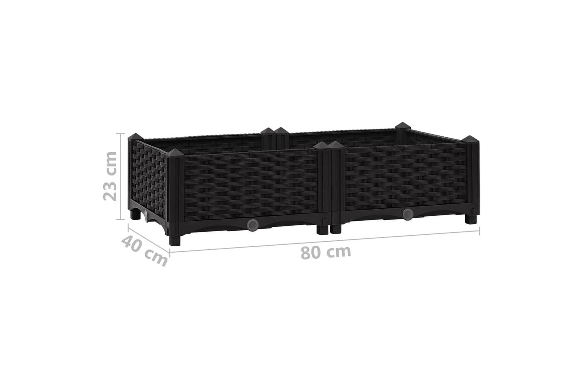 Høybed 80x40x23 cm polypropylen - Svart - Hagemøbler - Øvrig utendørs - Tilbehør utendørs - Hagekrukker