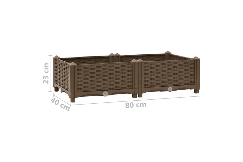 Høybed 80x40x23 cm polypropylen - Brun - Hagemøbler - Øvrig utendørs - Tilbehør utendørs - Hagekrukker