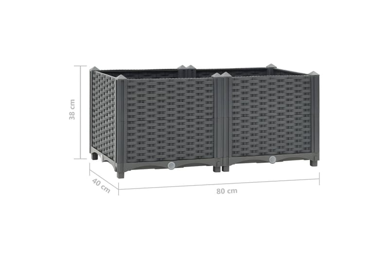 Høybed 80x40x38 cm polypropylen - Grå - Hagemøbler - Øvrig utendørs - Tilbehør utendørs - Hagekrukker