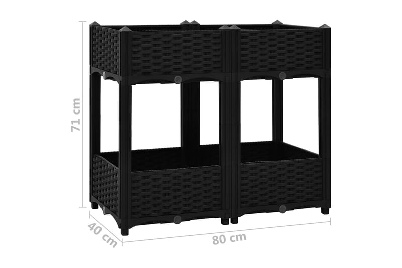 Høybed 80x40x71 cm polypropylen - Svart - Hagemøbler - Øvrig utendørs - Tilbehør utendørs - Hagekrukker