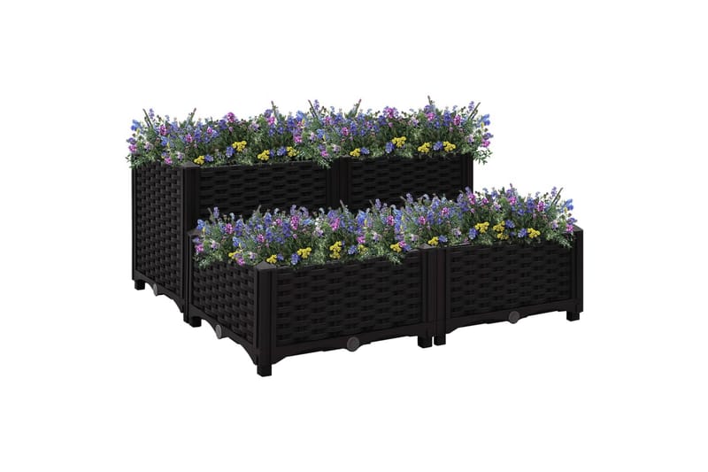 Høybed 80x80x38 cm polypropylen - Svart - Hagemøbler - Øvrig utendørs - Tilbehør utendørs - Hagekrukker