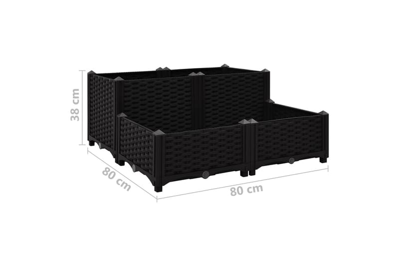 Høybed 80x80x38 cm polypropylen - Svart - Hagemøbler - Øvrig utendørs - Tilbehør utendørs - Hagekrukker