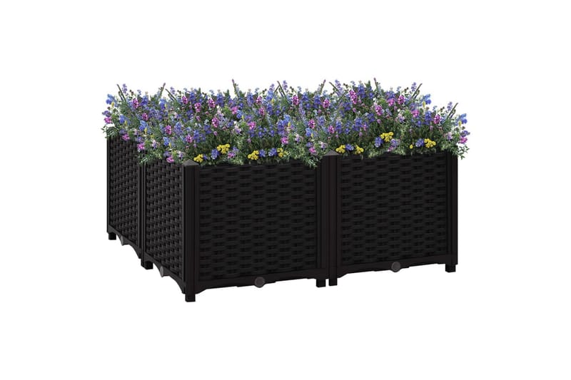 Høybed 80x80x38 cm polypropylen - Svart - Hagemøbler - Øvrig utendørs - Tilbehør utendørs - Hagekrukker