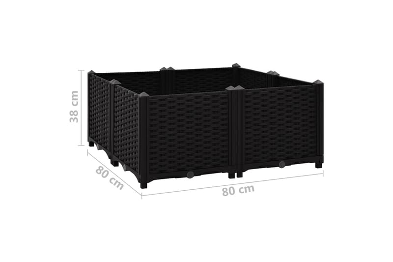 Høybed 80x80x38 cm polypropylen - Svart - Hagemøbler - Øvrig utendørs - Tilbehør utendørs - Hagekrukker