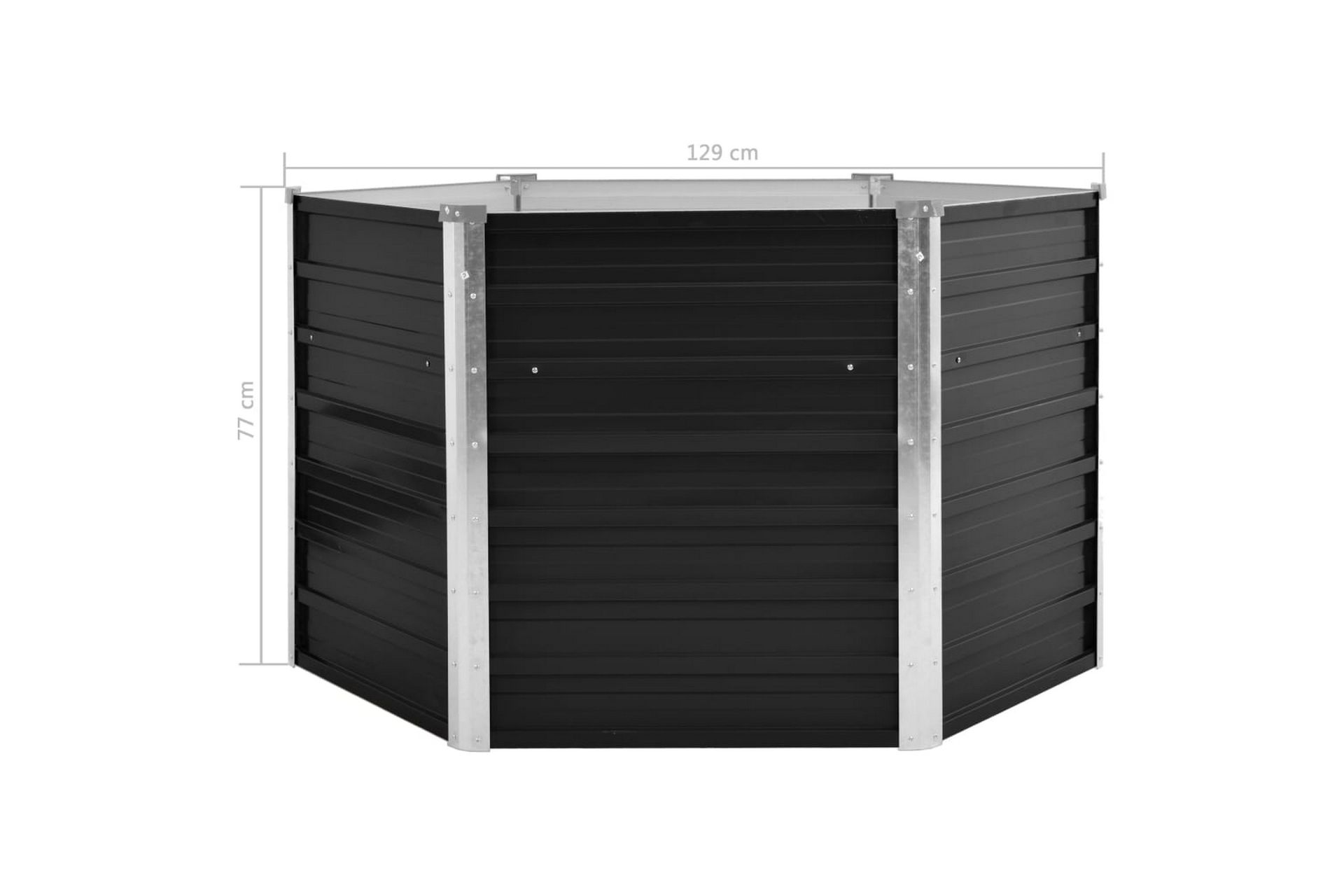 Høybed antrasitt 129x129x77 cm galvanisert stål - Grå - Hagemøbler - Øvrig utendørs - Tilbehør utendørs - Hagekrukker