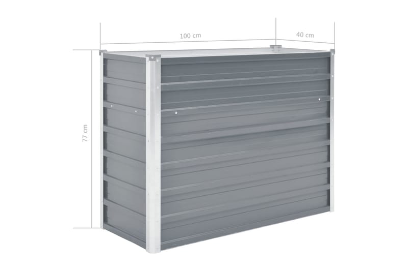 Høybed galvanisert stål 100x40x77 cm grå - Hagemøbler - Øvrig utendørs - Tilbehør utendørs - Hagekrukker