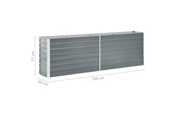 Høybed galvanisert stål 240x40x77 cm grå - Hagemøbler - Øvrig utendørs - Tilbehør utendørs - Hagekrukker