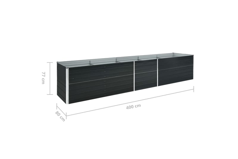 Høybed galvanisert stål 400x80x77 cm antrasitt - Hagemøbler - Øvrig utendørs - Tilbehør utendørs - Hagekrukker