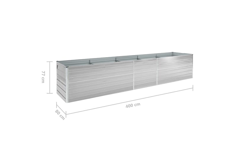 Høybed galvanisert stål 400x80x77 cm grå - Hagemøbler - Øvrig utendørs - Tilbehør utendørs - Hagekrukker