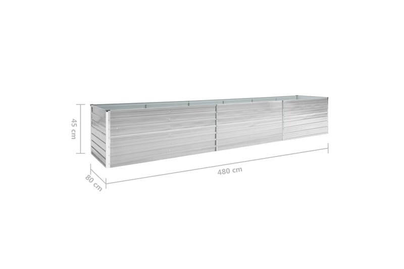 Høybed galvanisert stål 480x80x45 cm grå - Hagemøbler - Øvrig utendørs - Tilbehør utendørs - Hagekrukker