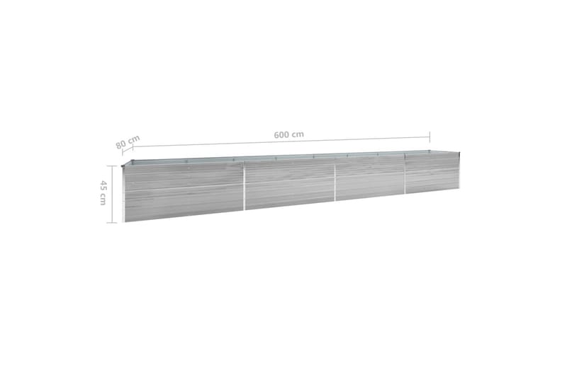 Høybed galvanisert stål 600x80x45 cm grå - Hagemøbler - Øvrig utendørs - Tilbehør utendørs - Hagekrukker