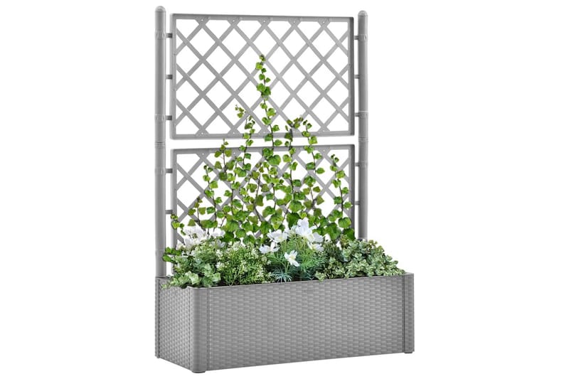 Høybed med espalier og selvvanningssystem grå - Grå - Hagemøbler - Øvrig utendørs - Tilbehør utendørs - Hagekrukker
