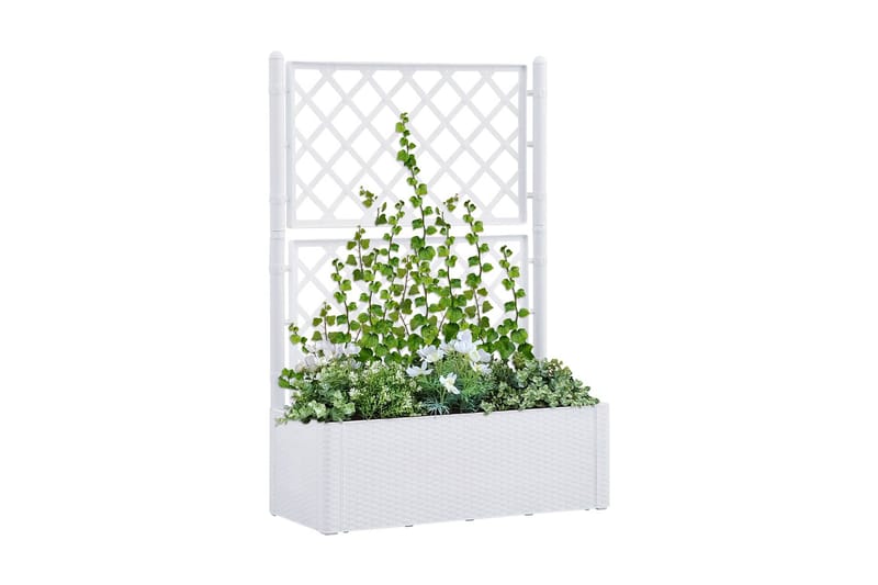 Høybed med espalier og selvvanningssystem hvit - Hvit - Hagemøbler - Øvrig utendørs - Tilbehør utendørs - Hagekrukker