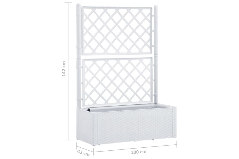Høybed med espalier og selvvanningssystem hvit - Hvit - Blomsterkasser - Hagekrukker