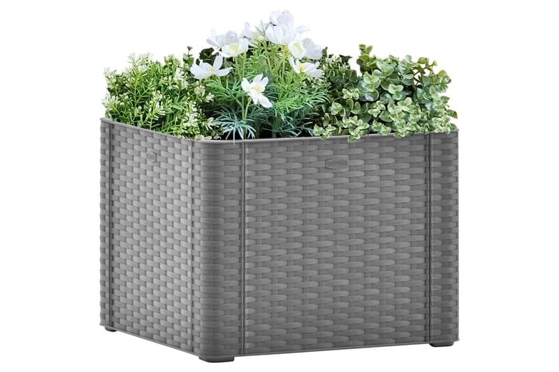 Høybed med selvvanningssystem grå 43x43x33 cm - Grå - Blomsterkasser - Hagekrukker