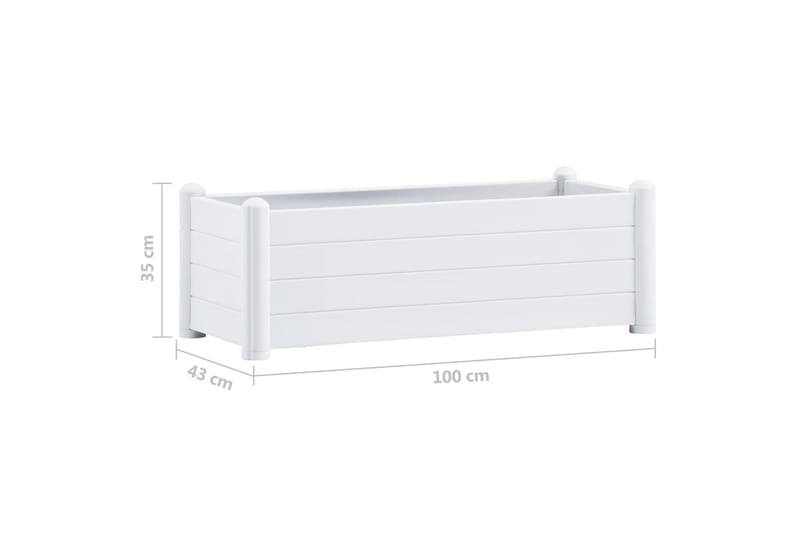 Høybed PP hvit 100x43x35 cm - Hvit - Hagemøbler - Øvrig utendørs - Tilbehør utendørs - Hagekrukker