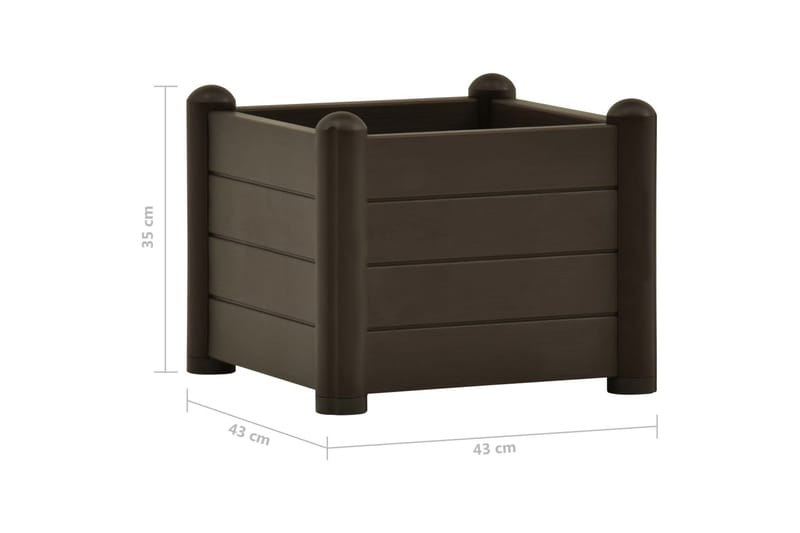 Høybed PP mocca 43x43x35 cm - Brun - Hagemøbler - Øvrig utendørs - Tilbehør utendørs - Hagekrukker