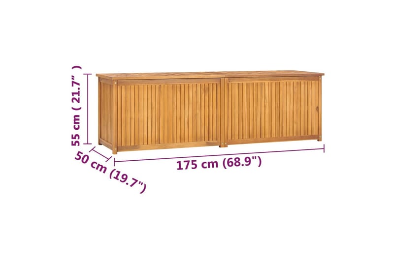 Hageboks 175x50x53 cm heltre teak - Brun - Hagemøbler - Øvrig utendørs - Tilbehør utendørs - Hagekrukker