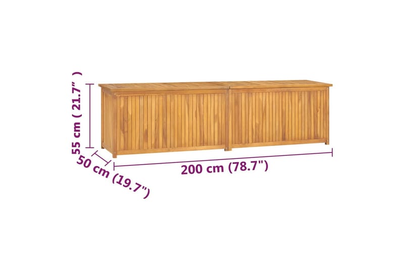 Hageboks 200x50x53 cm heltre teak - Brun - Hagemøbler - Øvrig utendørs - Tilbehør utendørs - Hagekrukker