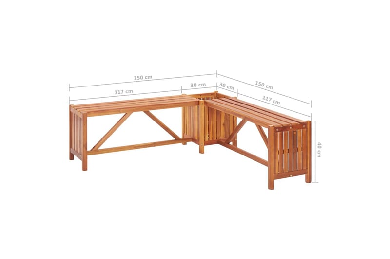Hagehjørnebenk med plantekasse 117x117x40 cm heltre akasie - Hagemøbler - Øvrig utendørs - Tilbehør utendørs - Hagekrukker