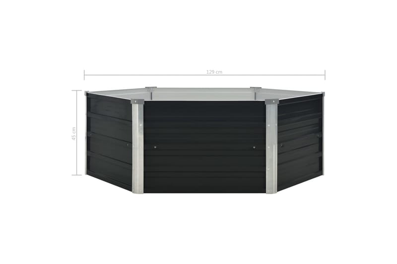 Hevet blomsterkasse antrasitt 129x129x45 cm galvanisert stål - Grå - Hagemøbler - Øvrig utendørs - Tilbehør utendørs - Hagekrukker