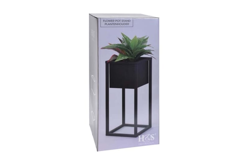 Home&Styling Blomsterpotte på stativ metall svart 50 cm - Hagekrukker - Store blomsterkrukker