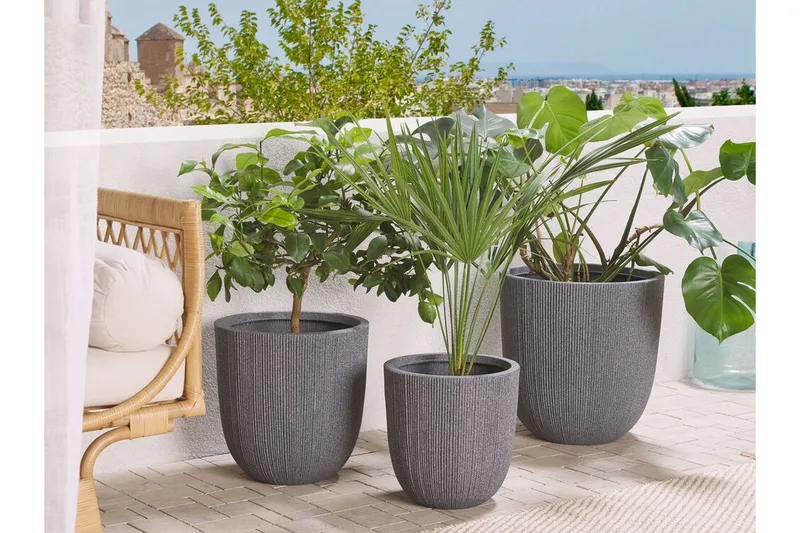 Krukke 44 x 44 x 48 cm grå CHIOS - Grå - Hagemøbler - Øvrig utendørs - Tilbehør utendørs - Hagekrukker