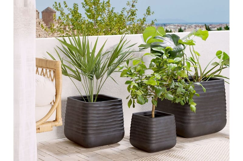 Krukke 50 x 50 x 49 cm svart PARIKIA - Svart - Hagemøbler - Øvrig utendørs - Tilbehør utendørs - Hagekrukker