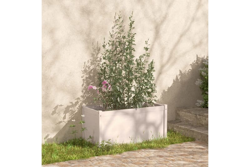 Plantekasse 2 stk hvit 100x50x50 cm heltre furu - Hvit - Blomsterkasser - Hagekrukker