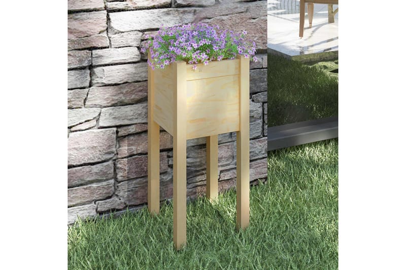 Plantekasse 31x31x70 cm heltre furu - Brun - Hagemøbler - Øvrig utendørs - Tilbehør utendørs - Hagekrukker