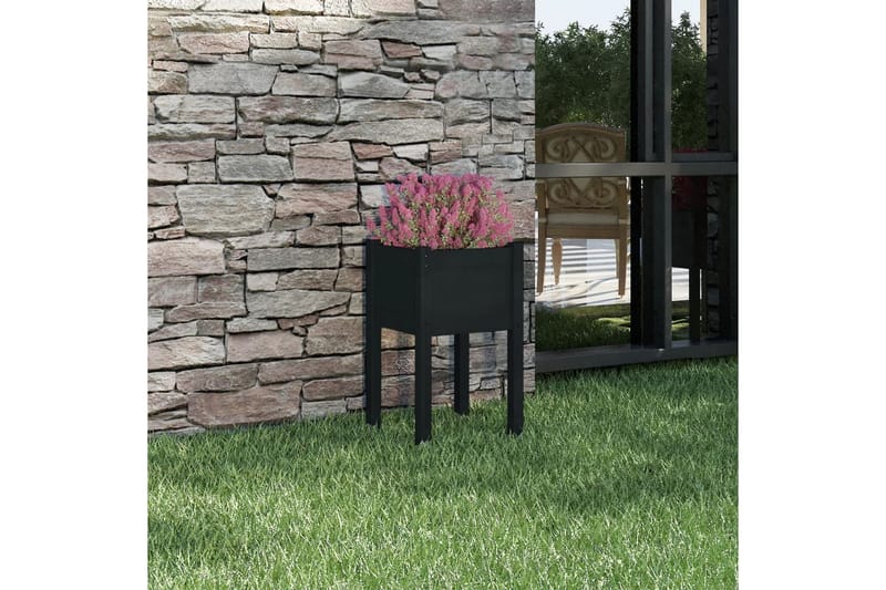 Plantekasse 40x40x70 cm heltre furu svart - Svart - Hagemøbler - Øvrig utendørs - Tilbehør utendørs - Hagekrukker