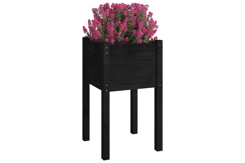 Plantekasse 40x40x70 cm heltre furu svart - Svart - Blomsterkasser - Hagekrukker