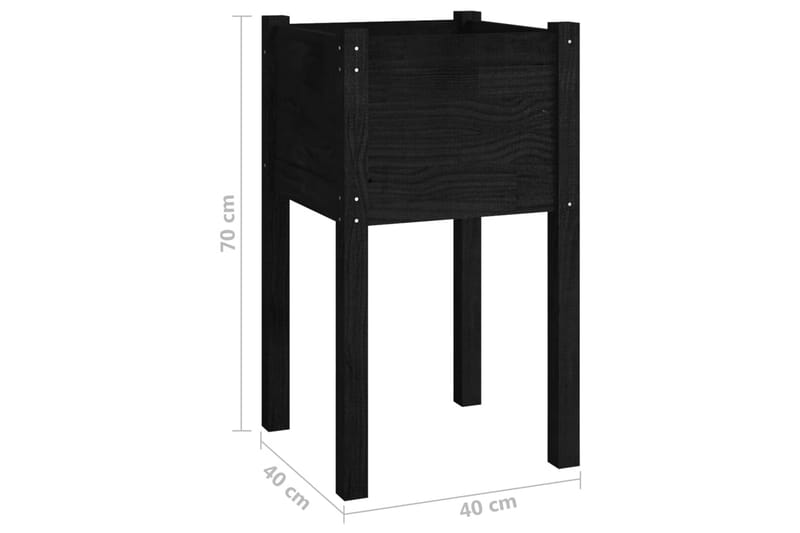 Plantekasse 40x40x70 cm heltre furu svart - Svart - Blomsterkasser - Hagekrukker