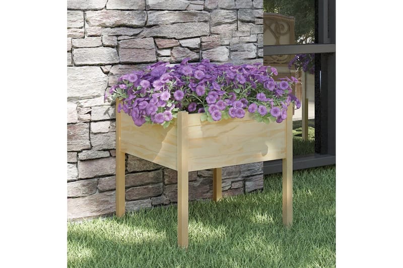 Plantekasse 70x70x70 cm heltre furu - Brun - Blomsterkasser - Hagekrukker