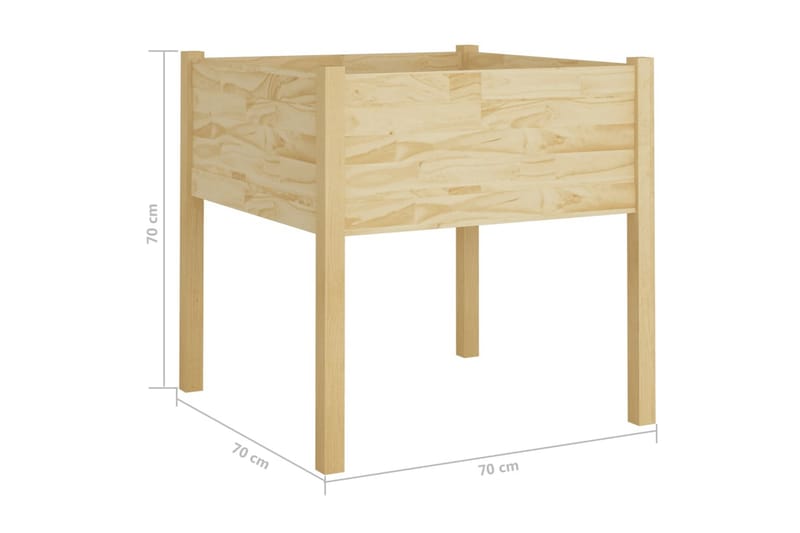 Plantekasse 70x70x70 cm heltre furu - Brun - Hagemøbler - Øvrig utendørs - Tilbehør utendørs - Hagekrukker