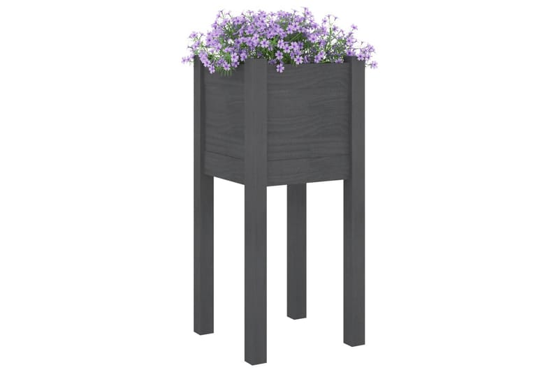 Plantekasse grå 31x31x70 cm heltre furu - Grå - Hagemøbler - Øvrig utendørs - Tilbehør utendørs - Hagekrukker