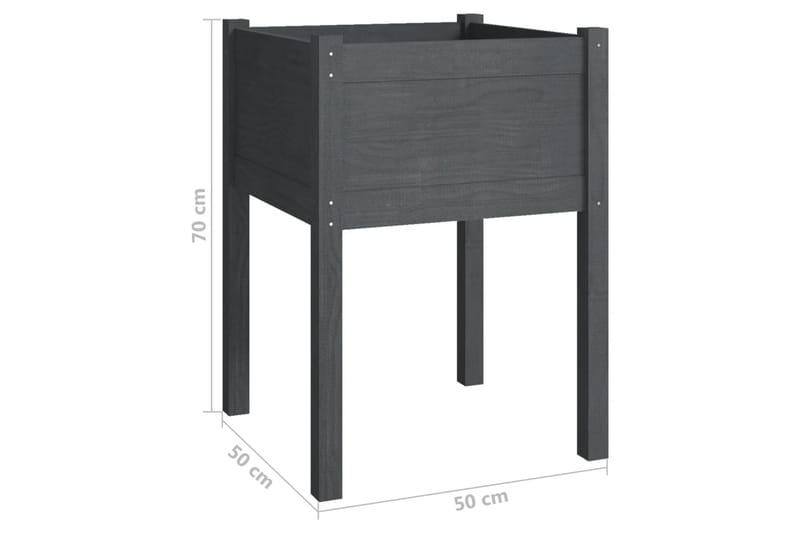 Plantekasse grå 50x50x70 cm heltre furu - Grå - Hagemøbler - Øvrig utendørs - Tilbehør utendørs - Hagekrukker
