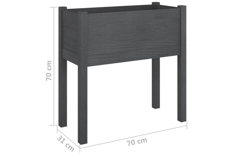 Plantekasse grå 70x31x70 cm heltre furu - Grå - Hagemøbler - Øvrig utendørs - Tilbehør utendørs - Hagekrukker