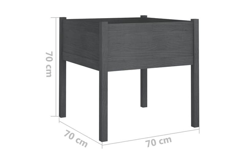 Plantekasse grå 70x70x70 cm heltre furu - Grå - Hagemøbler - Øvrig utendørs - Tilbehør utendørs - Hagekrukker