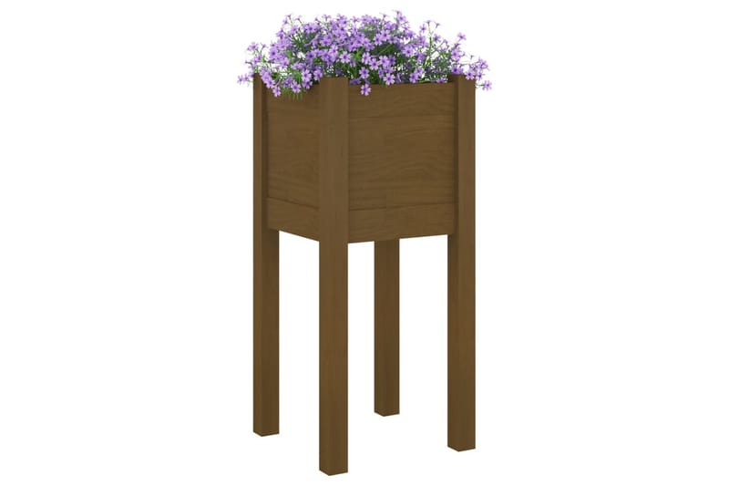 Plantekasse honningbrun 31x31x70 cm heltre furu - Brun - Blomsterkasser - Hagekrukker