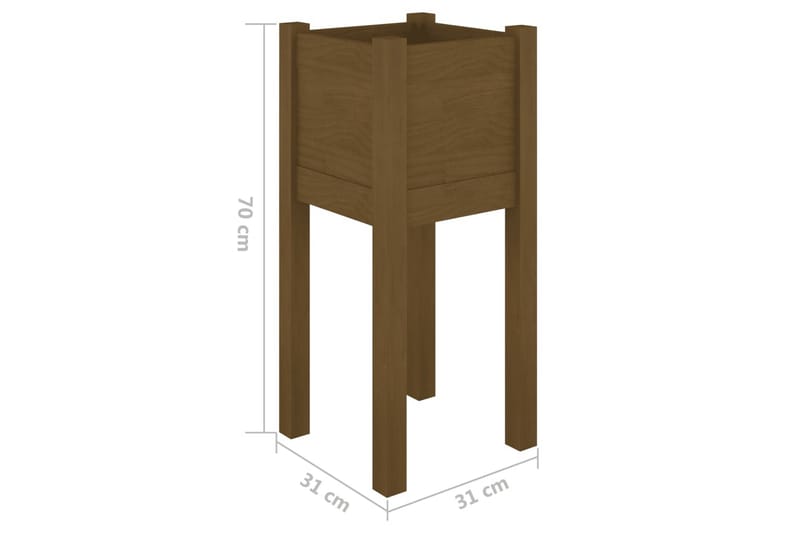 Plantekasse honningbrun 31x31x70 cm heltre furu - Brun - Blomsterkasser - Hagekrukker