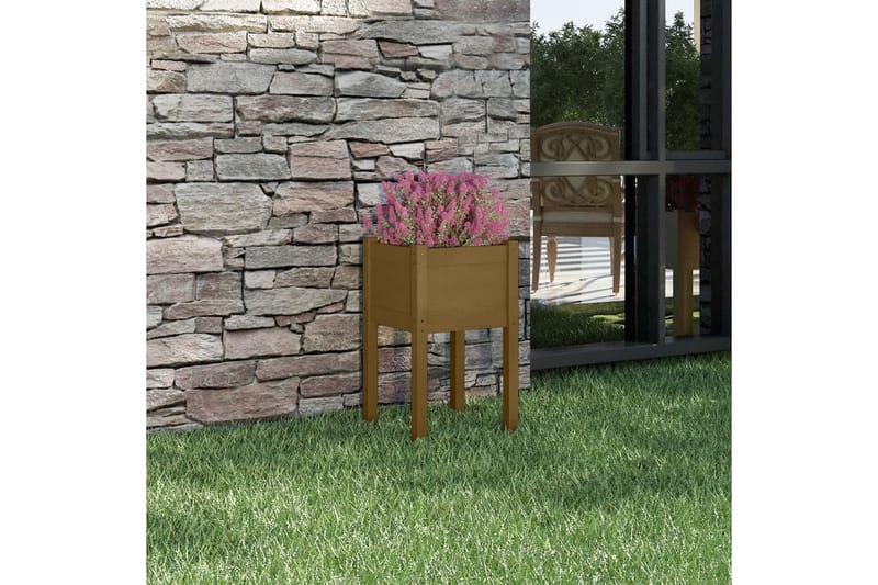 Plantekasse honningbrun 40x40x70 cm heltre furu - Brun - Hagemøbler - Øvrig utendørs - Tilbehør utendørs - Hagekrukker