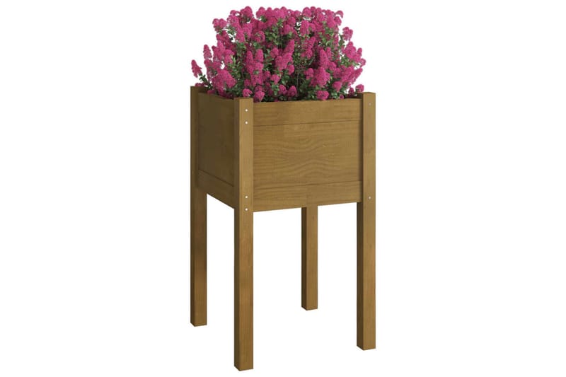 Plantekasse honningbrun 40x40x70 cm heltre furu - Brun - Blomsterkasser - Hagekrukker