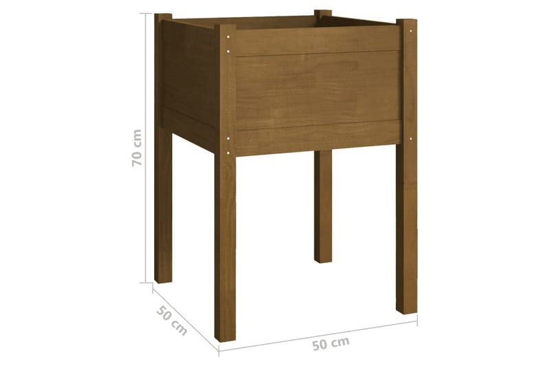 Plantekasse honningbrun 50x50x70 cm heltre furu - Brun - Hagemøbler - Øvrig utendørs - Tilbehør utendørs - Hagekrukker