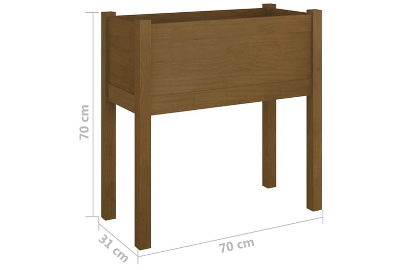 Plantekasse honningbrun 70x31x70 cm heltre furu - Brun - Hagemøbler - Øvrig utendørs - Tilbehør utendørs - Hagekrukker