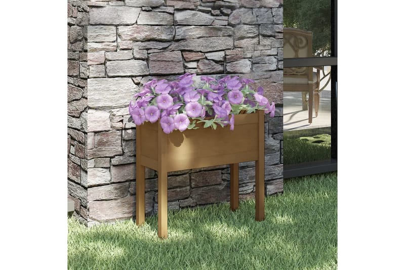 Plantekasse honningbrun 70x31x70 cm heltre furu - Brun - Hagemøbler - Øvrig utendørs - Tilbehør utendørs - Hagekrukker