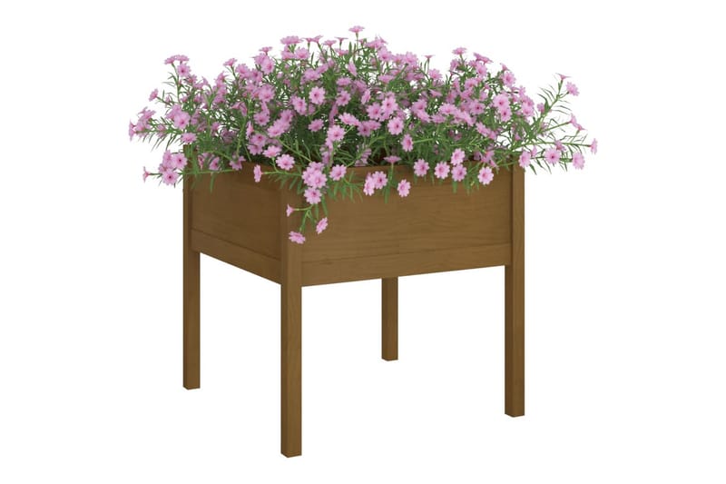 Plantekasse honningbrun 70x70x70 cm heltre furu - Brun - Hagemøbler - Øvrig utendørs - Tilbehør utendørs - Hagekrukker