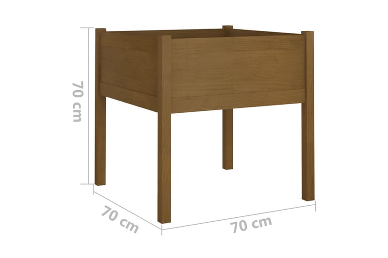 Plantekasse honningbrun 70x70x70 cm heltre furu - Brun - Blomsterkasser - Hagekrukker